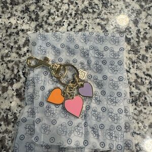 Roller Rabbit x target gold Heart Keychain with Pink, Orange & Lavender Hearts